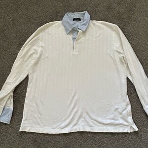 Canali Cream Shirt with Blue Collar and Cuffs